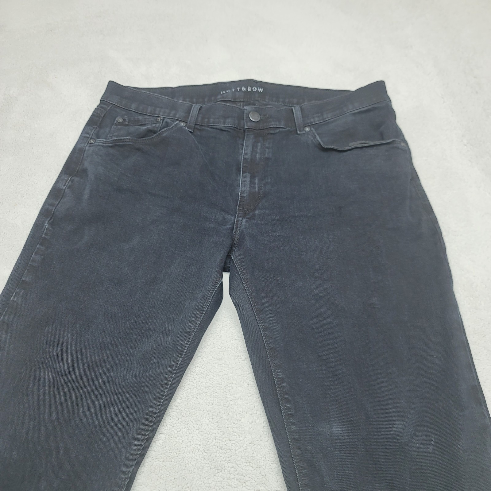 Mott & Bow Jeans Mens Size 38×33 Black Slim Fit Denim Stretch Zipper Fly