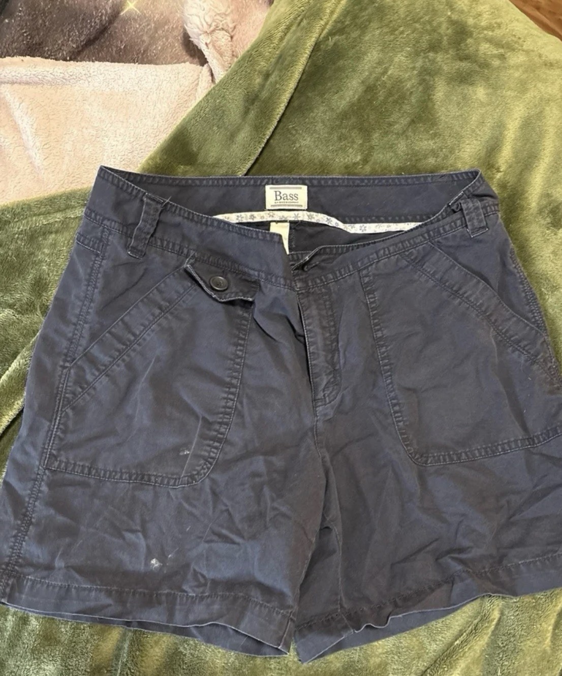 Bass Women’s Size 6 Blue Chino Shorts Cotton Twill Solid Flat Front Pockets