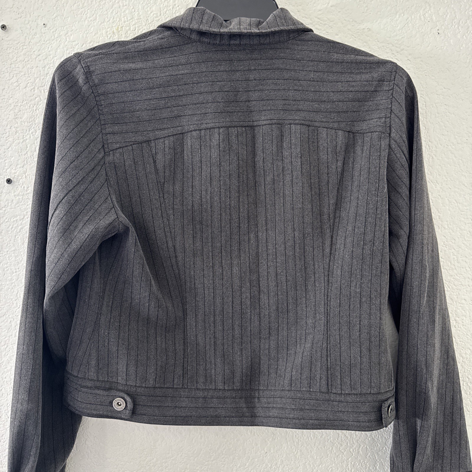 Rafaella Gray/Black Jacket Pockets Long Sleeve Size 10 Button Up Collar