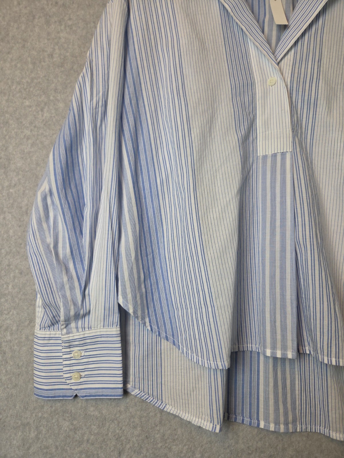 NWT Madewell 100% Cotton Blue Stripe LS Notch Collar Popover Shirt Women’s Large
