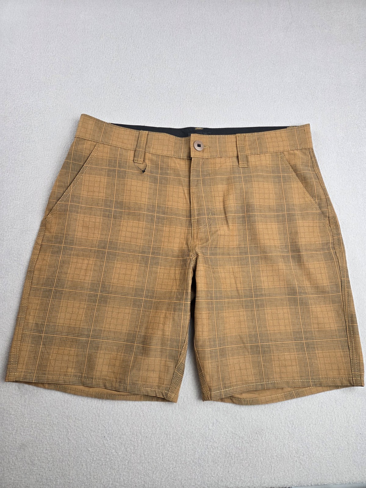 Men’s Brixton Size 32 Brown Plaid Standard Fit Choice Chino Shorts New W/O Tags