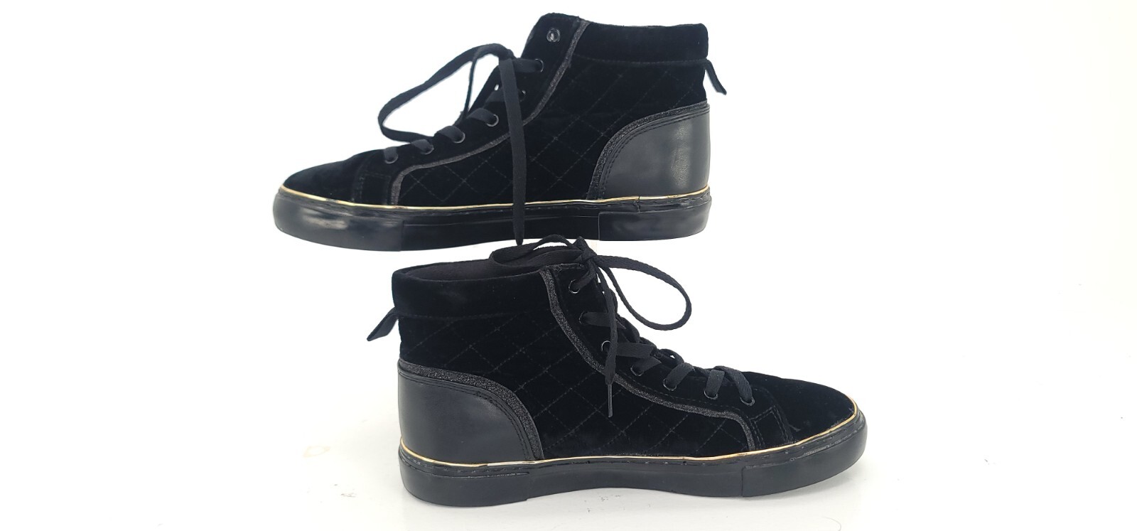 GUESS Gameon2 Black Fabric Quilted VELVET High-Top Fashion Sneakers 8 1/2 M