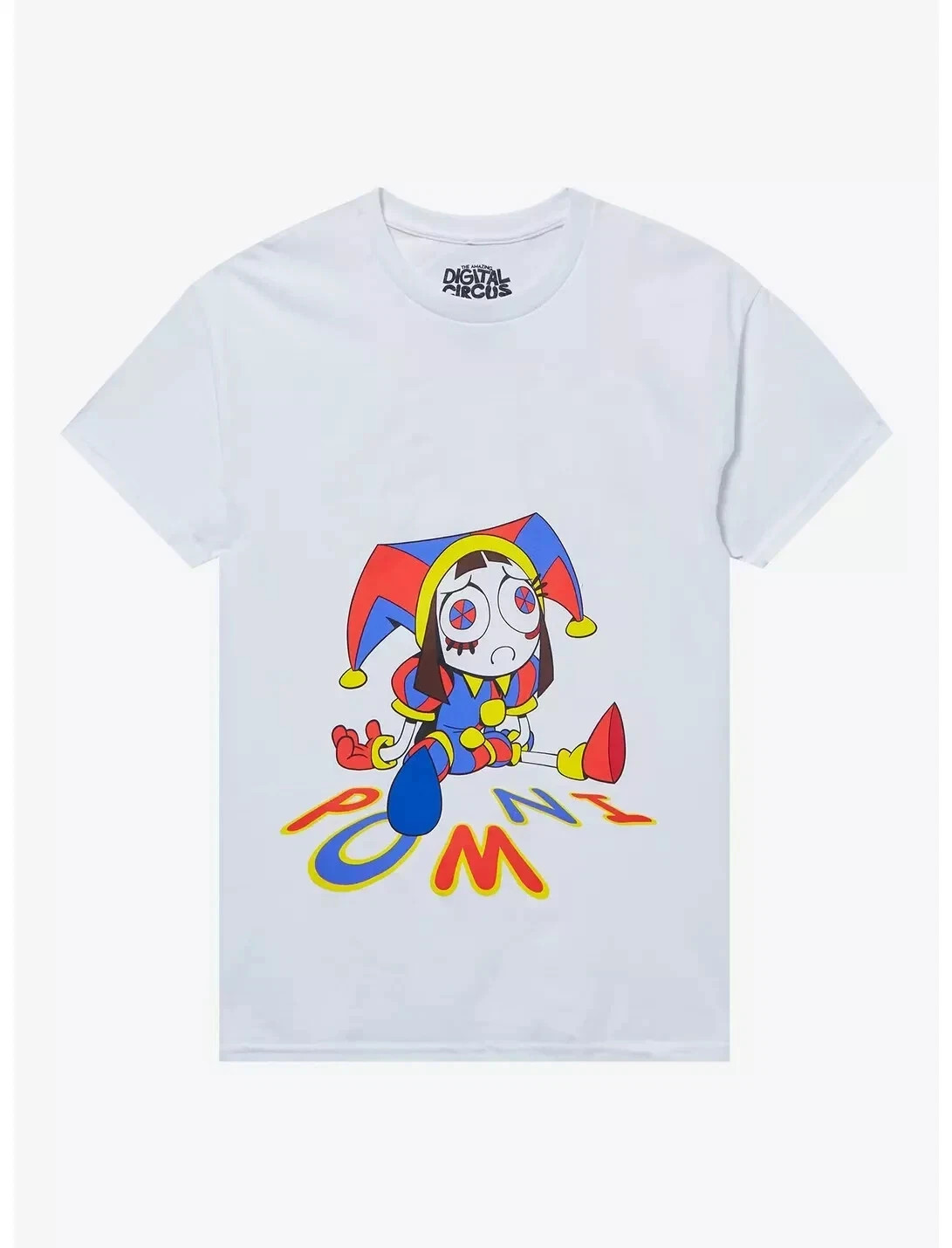 The Amazing Digital Circus Mens Pomni Glow-In-The-Dark White T-Shirt New XS- 5XL