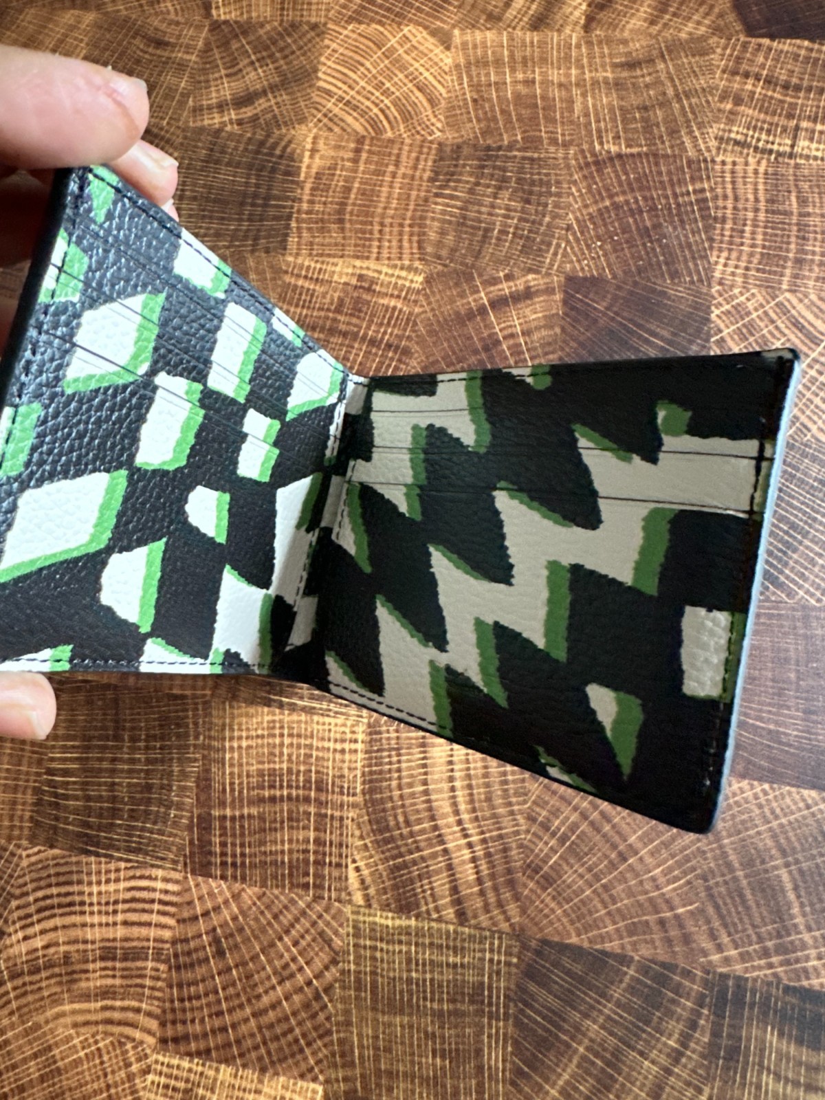 BN Coach slim wallet with geo check print