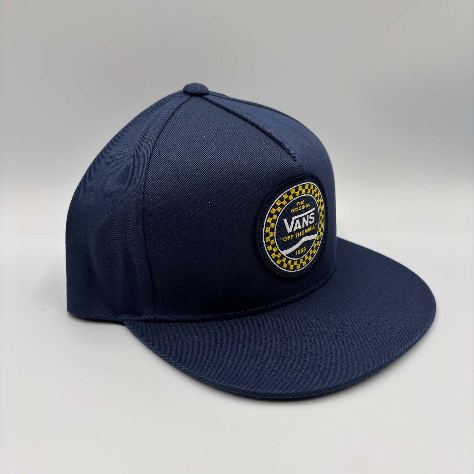 Vans Off The Wall Navy Blue Checkered Side Snapback Hat VN0A3I7ALKZ OS NEW