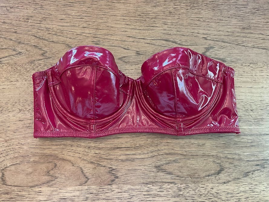 Victoria’s Secret Red 34B Very Sexy Faux Patent Leather Strapless Longline Bra