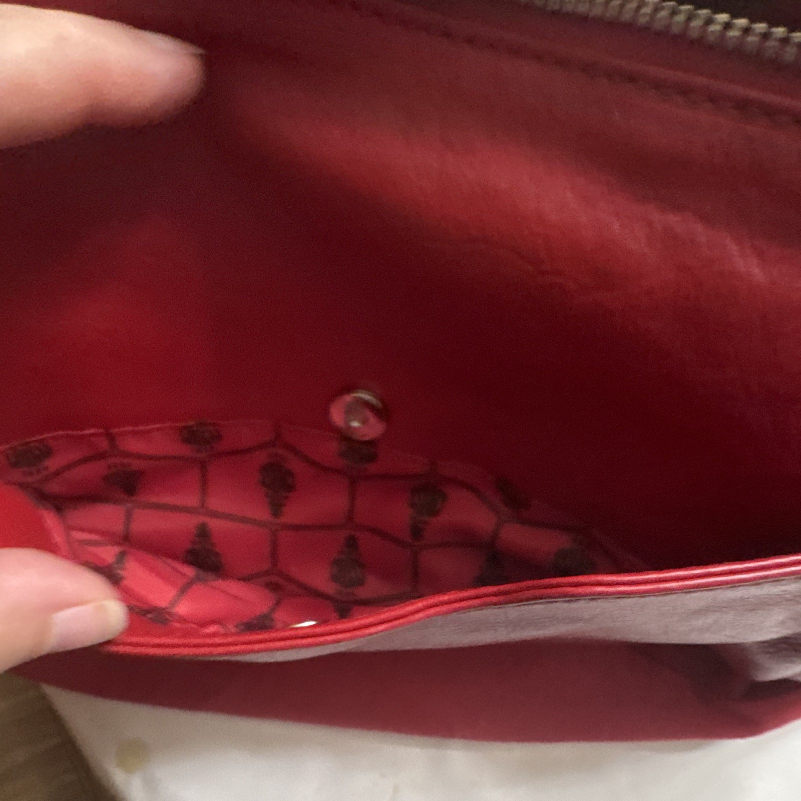 Mark Cross Women’s Red Handbag with Zipper, Buckle Accent, Dust Bag