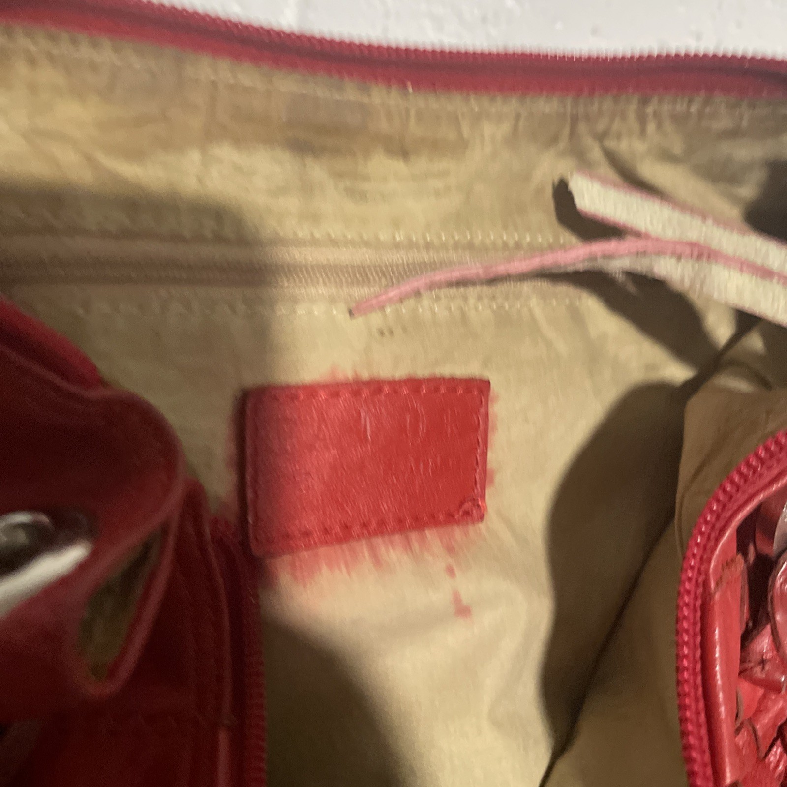 Falor Red Woven Handle Leather Women’s Tote Bag Slouchy Shoulder Bag READ