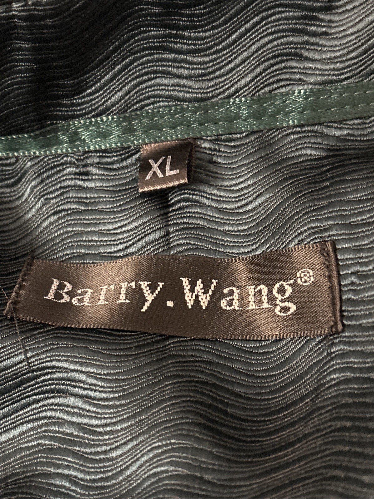 Barry Wang Men’s Green Print Button-Down Dress Shirt – XL