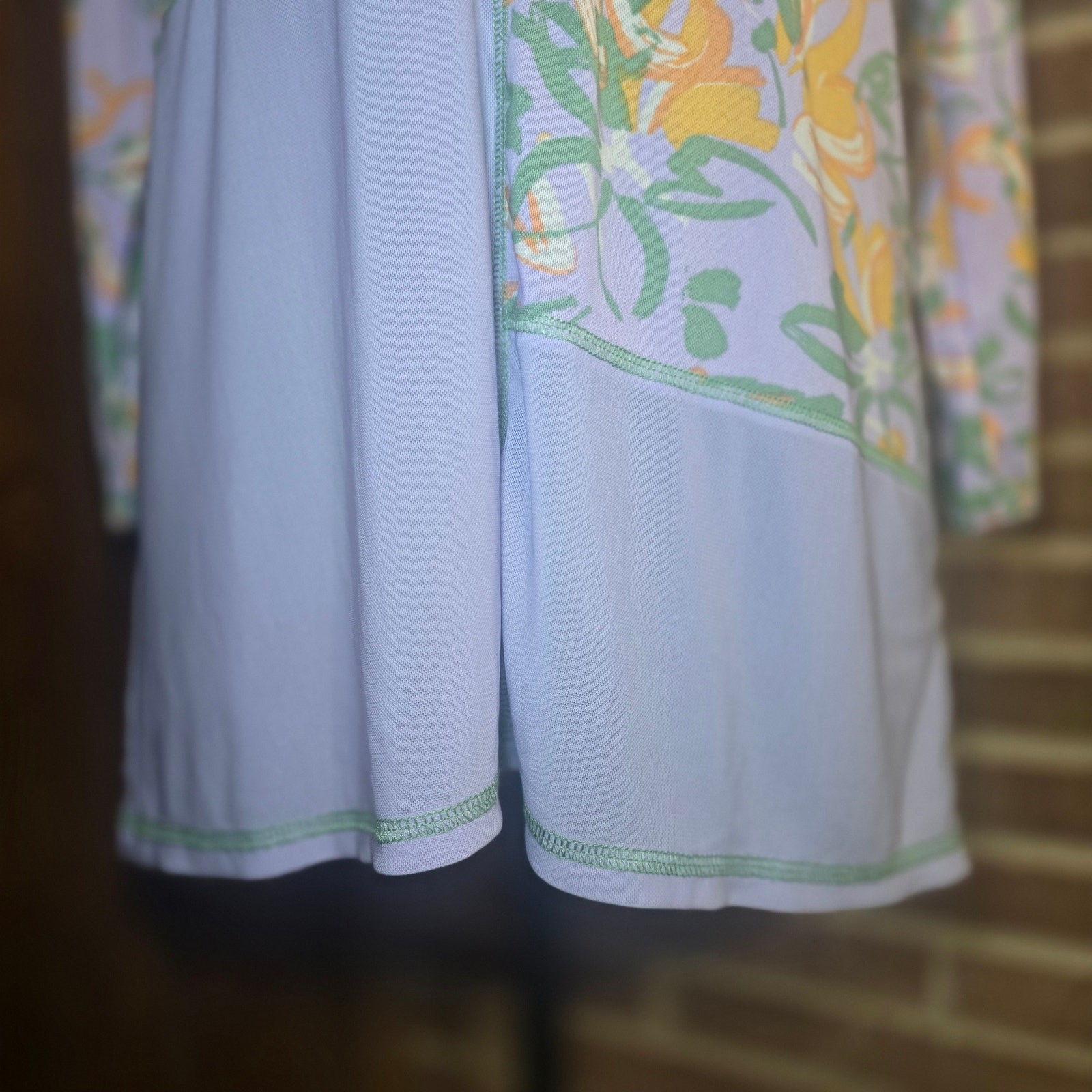 LOGO Layers by Lori Goldstein Lavender Floral Mesh Patchwork Tunic Top
