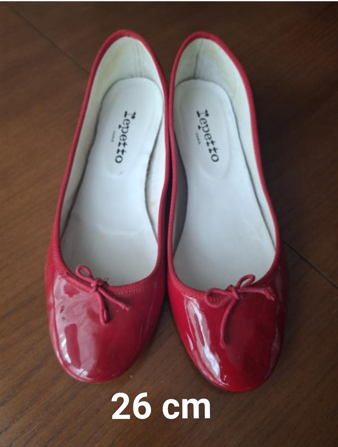Repetto Camille Red Patent Leather Ballet Flats Block Heel Pumps FR 41 / EU 40