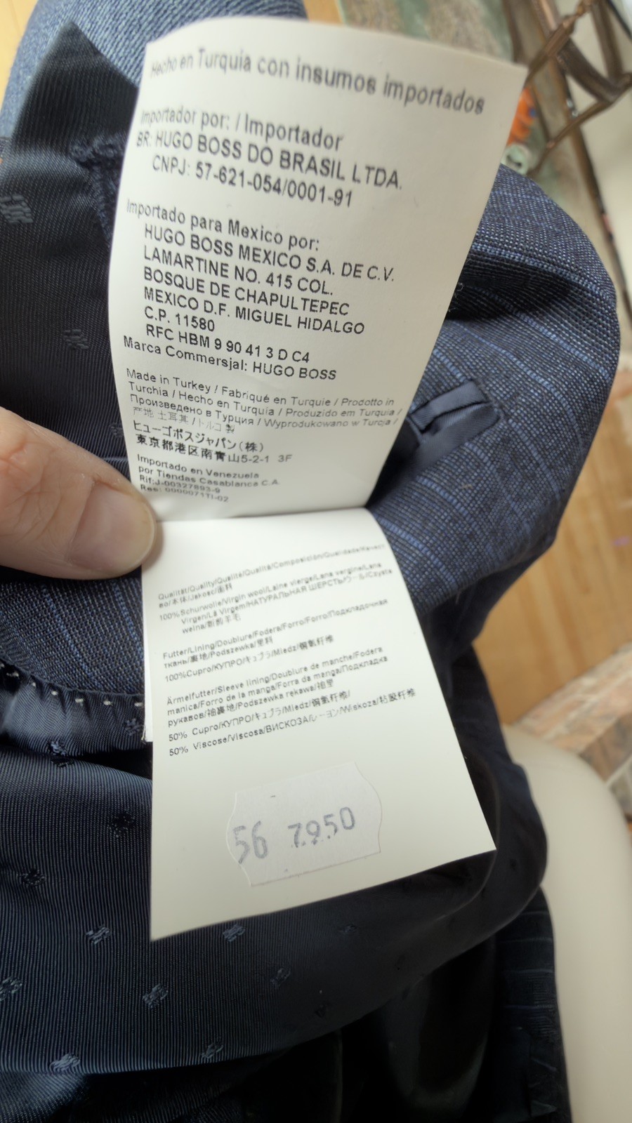 Hugo Boss x Loro Piana Blazer Jacket Men 40R dark blue/stripes Virgin Wool