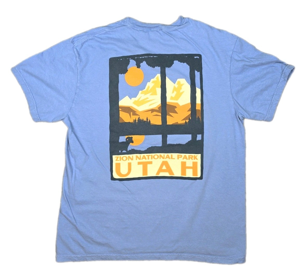 Zion National Park Graphic T-shirt/Cornflower Blue/Men’s Size L