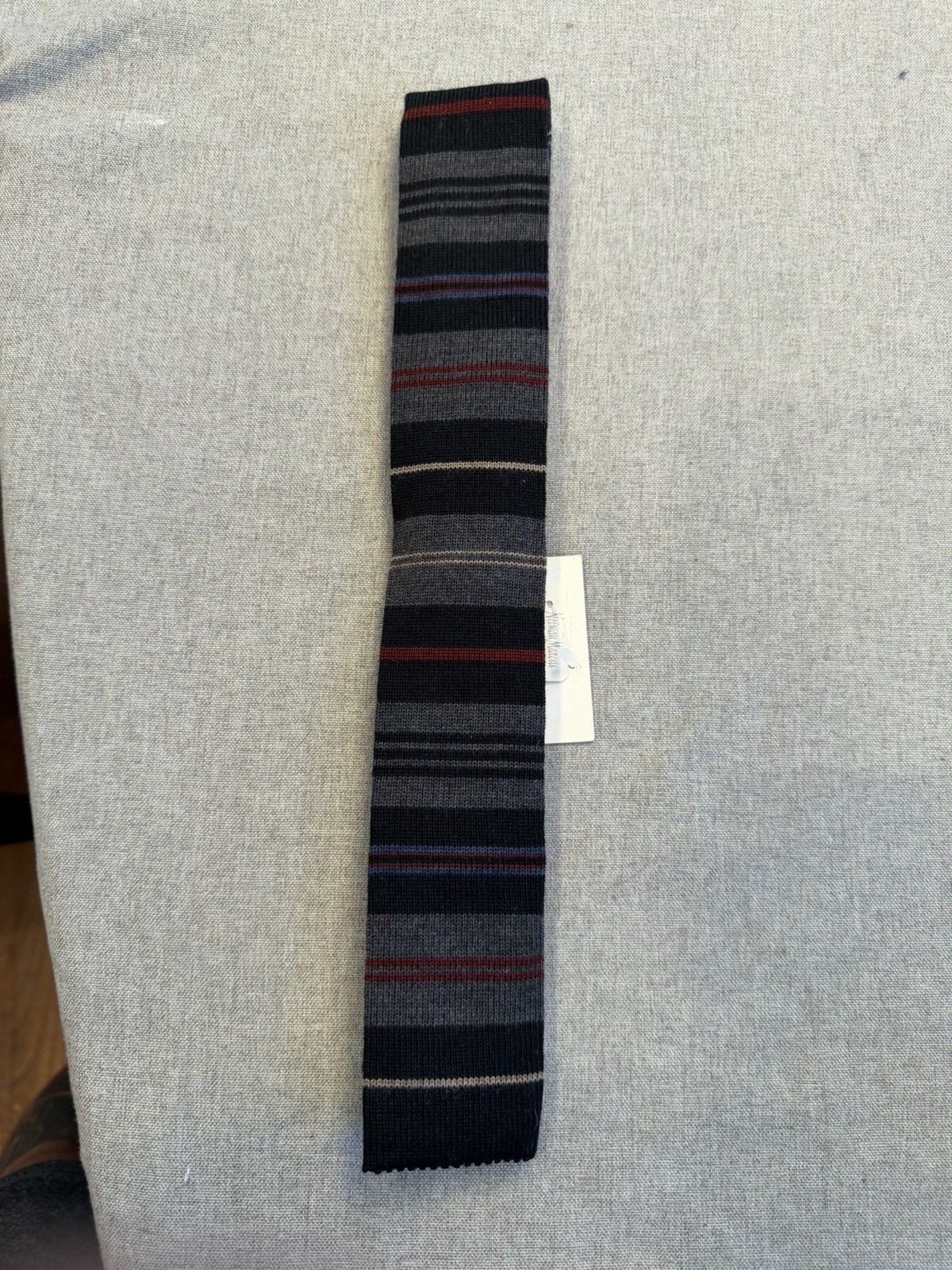 Paul Smith Gray Black Strip Wool Knit Necktie 2.25 In. Wide