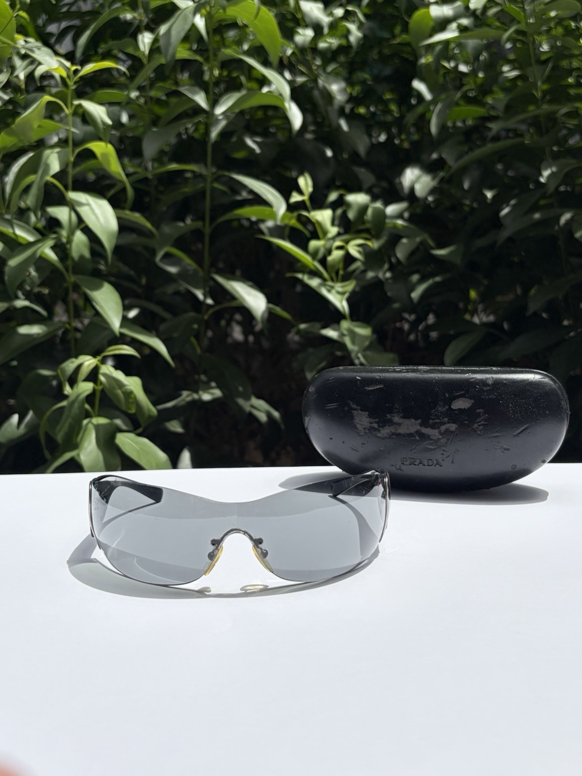 PRADA Sunglasses SPR 58F Flame Star Wrap Star Rimless Luna Rossa Y2k