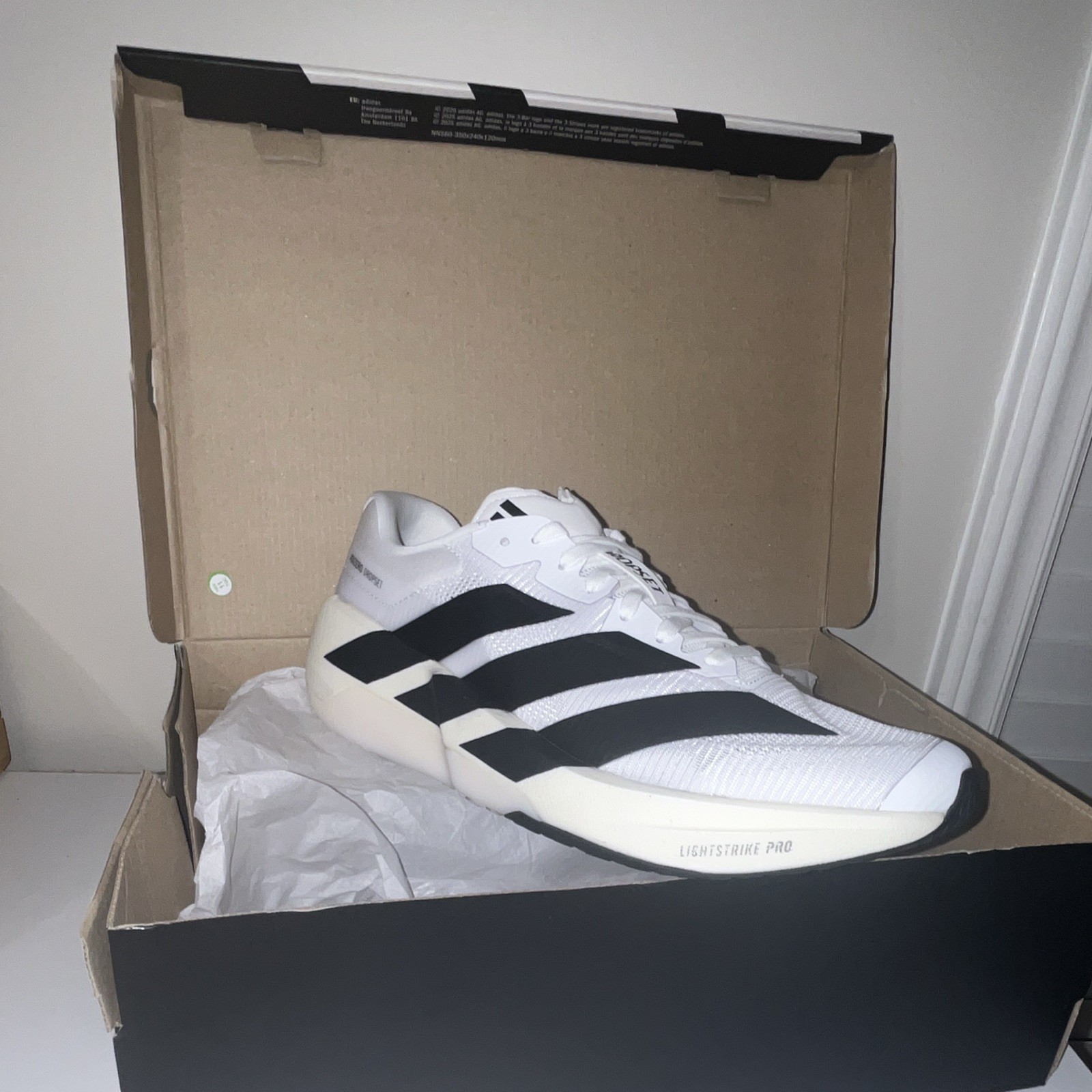adidas Adizero Drop Set Pro Men’s Low Top Lace Up Sneakers White/Black – 9.5