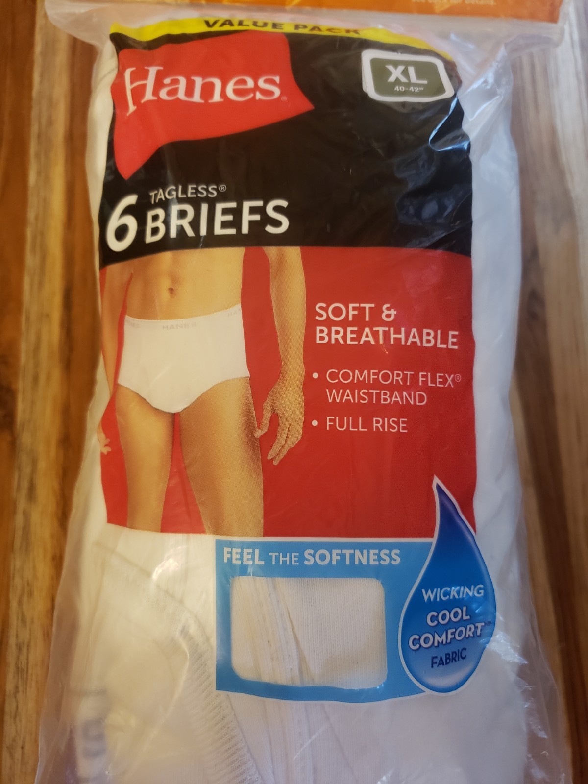 Hanes Men’s Tagless White Briefs with ComfortFlex Waistband XL 6 PACK