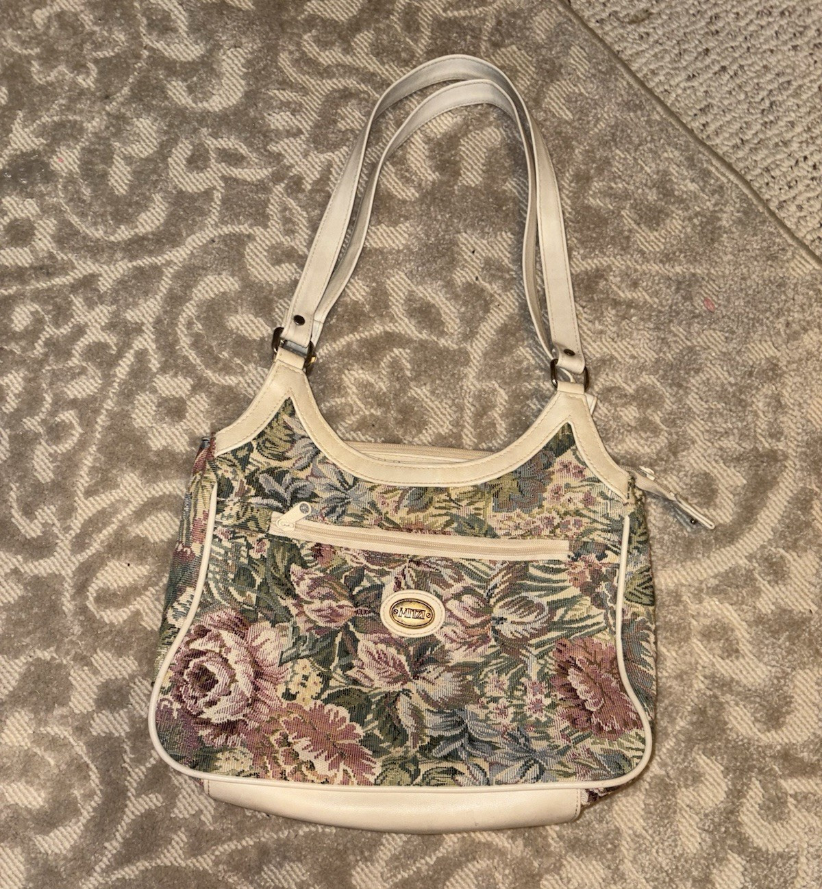 Liz Claiborne Floral Tapestry Shoulder Bag Zip Closure, Pockets, Gold Hardware