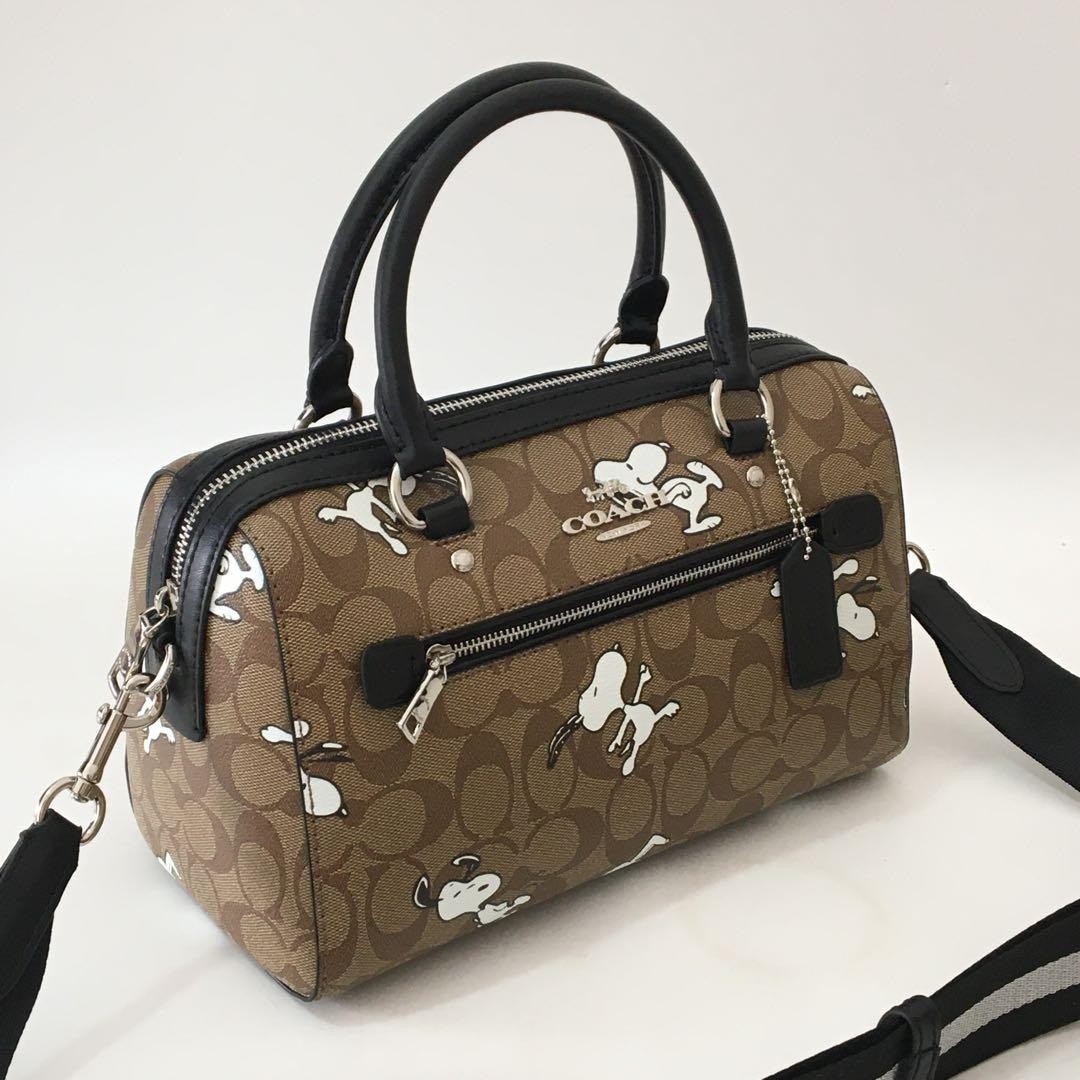 COACH x Peanuts Rowan Satchel In Signature Canvas Snoopy print C4118 outlet New