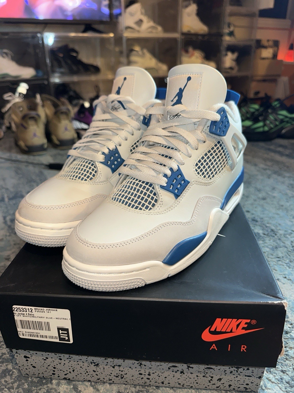Air Jordan 4 Military Blue Size 8 Top White/Blue/Gray Men’s