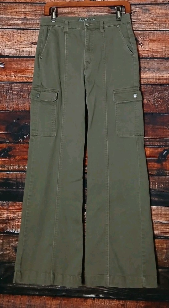 Gloria Vanderbilt Cargo Pants 4 Wide Leg High Rise Olive Green