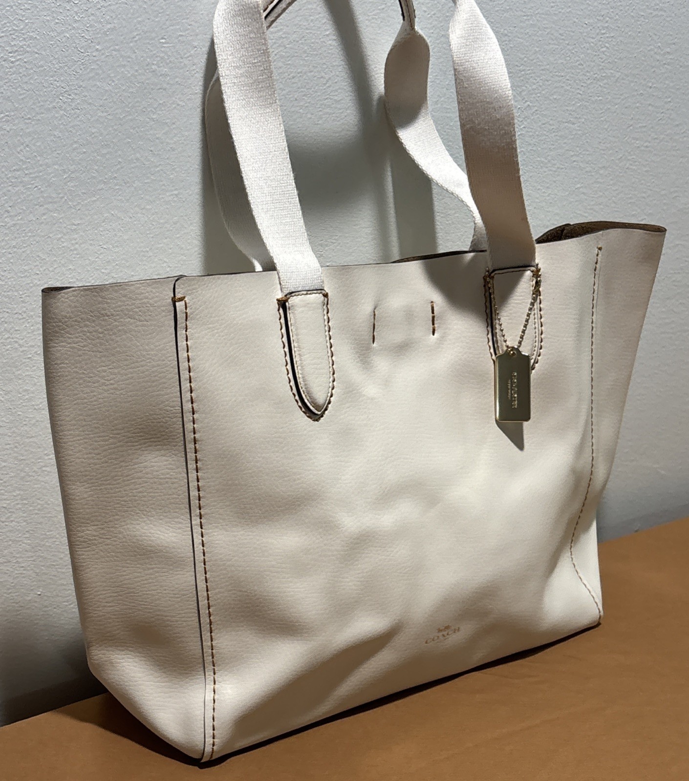 Authentic NWT Coach H2298-58660 Chalk Leather Derby Tote Bag