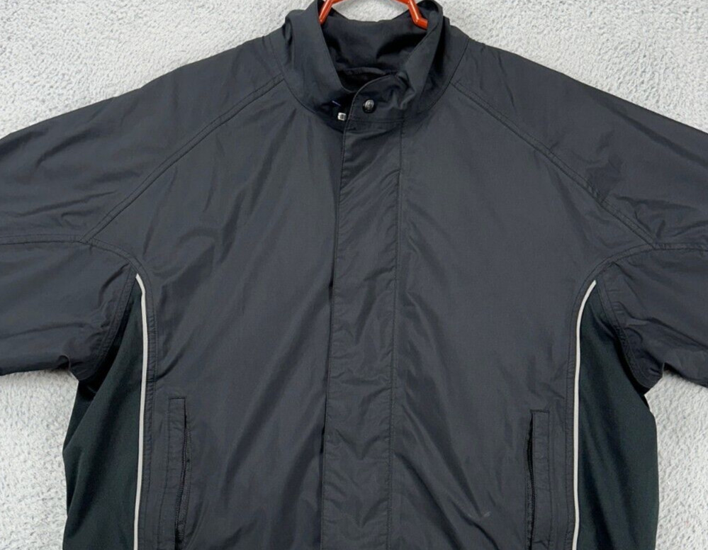 Dryjoys Footjoy Jacket Mens Medium Black Full Zip Windbreaker Pocket Long Sleeve
