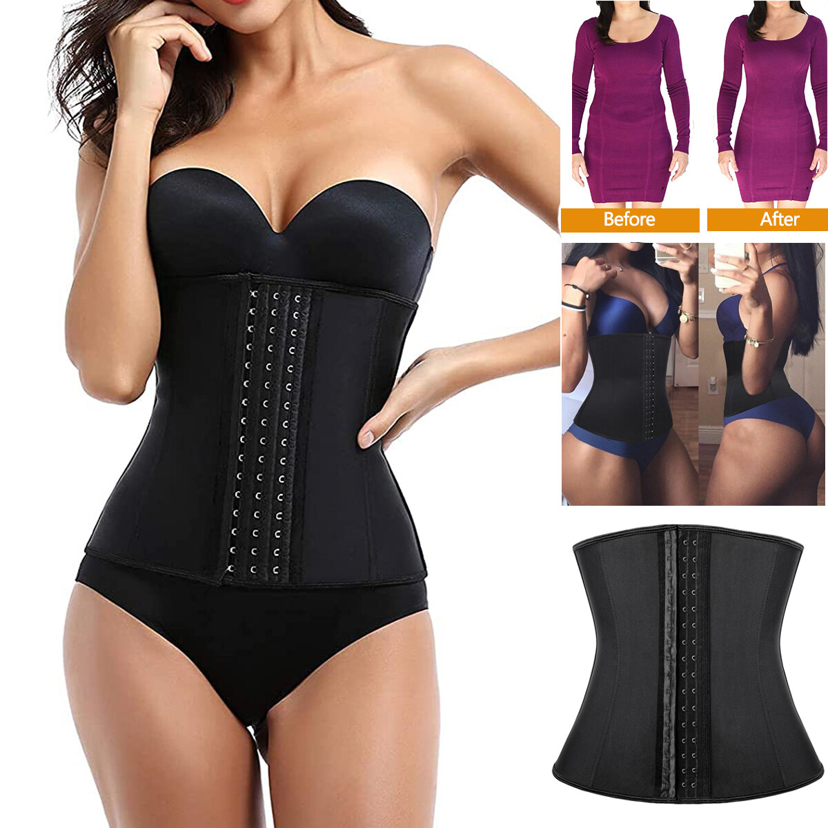 100% Latex Waist Trainer Trimmer Corset Body Shaper Fajas Colombianas Reductoras