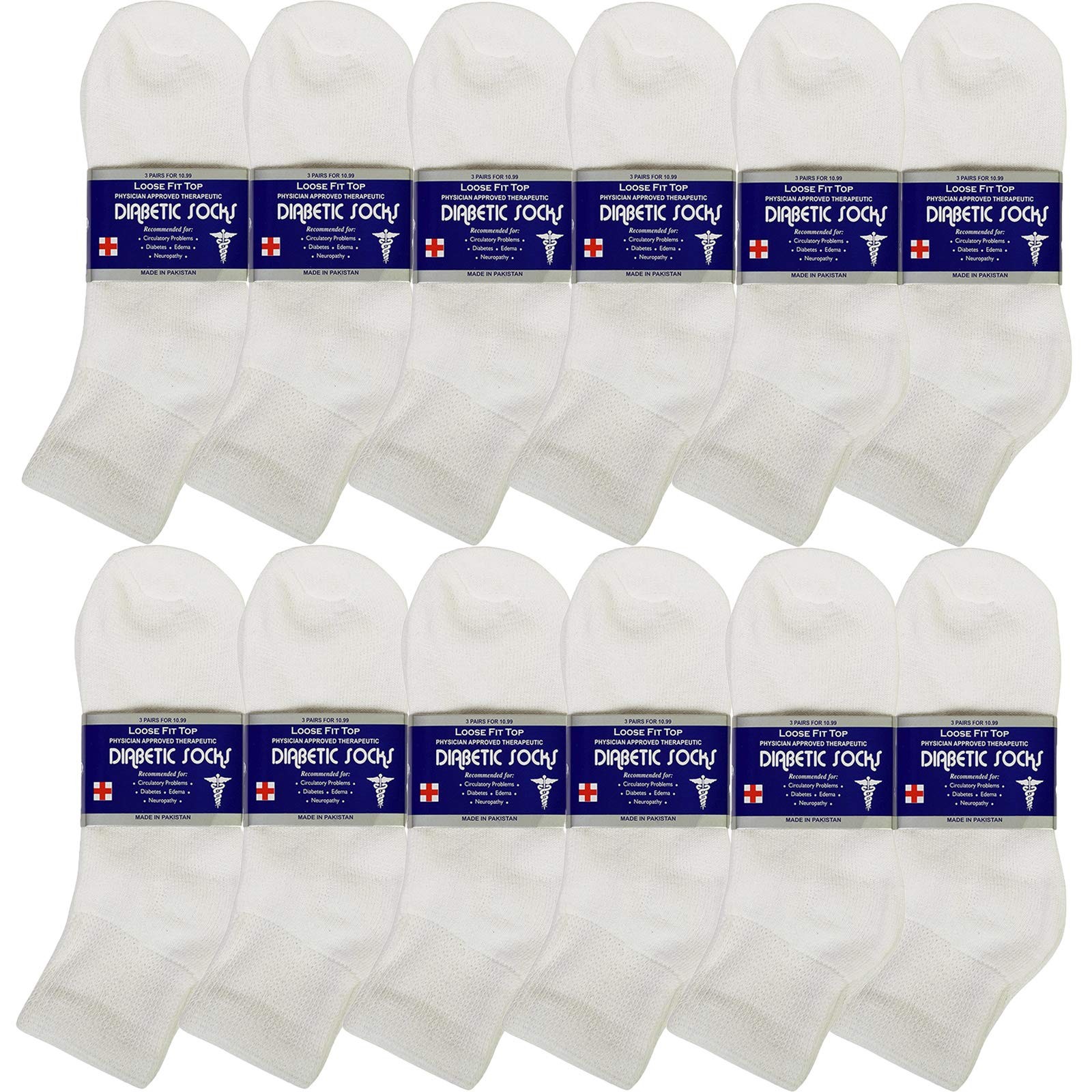 USBingoshop 12 Pairs Mens Physicians Approved Crew Diabetic Socks Cotton 1013…