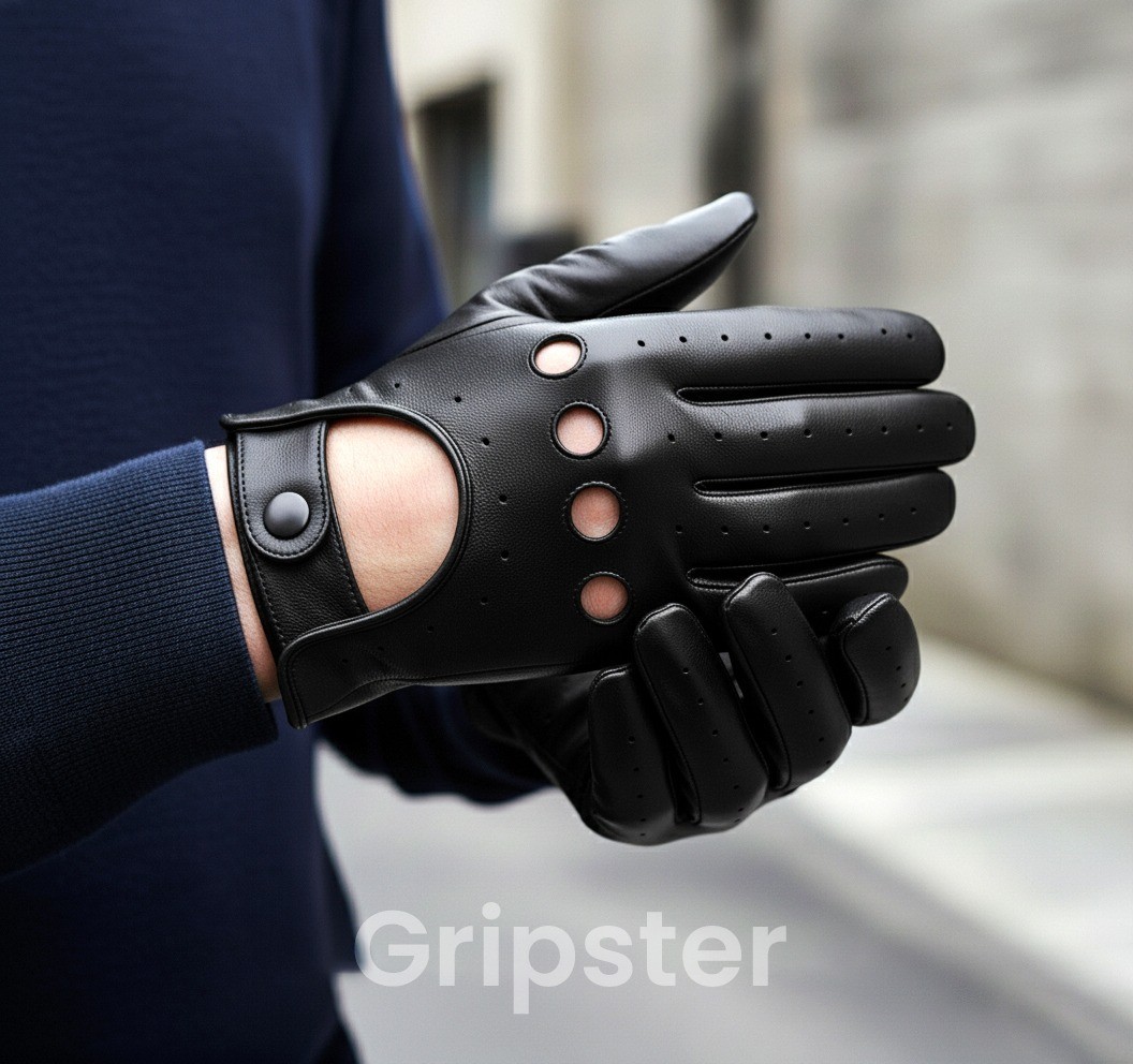 Reverse Stitched Police Driving Gloves Soft Real Leather Car Bike Goat Soft USA