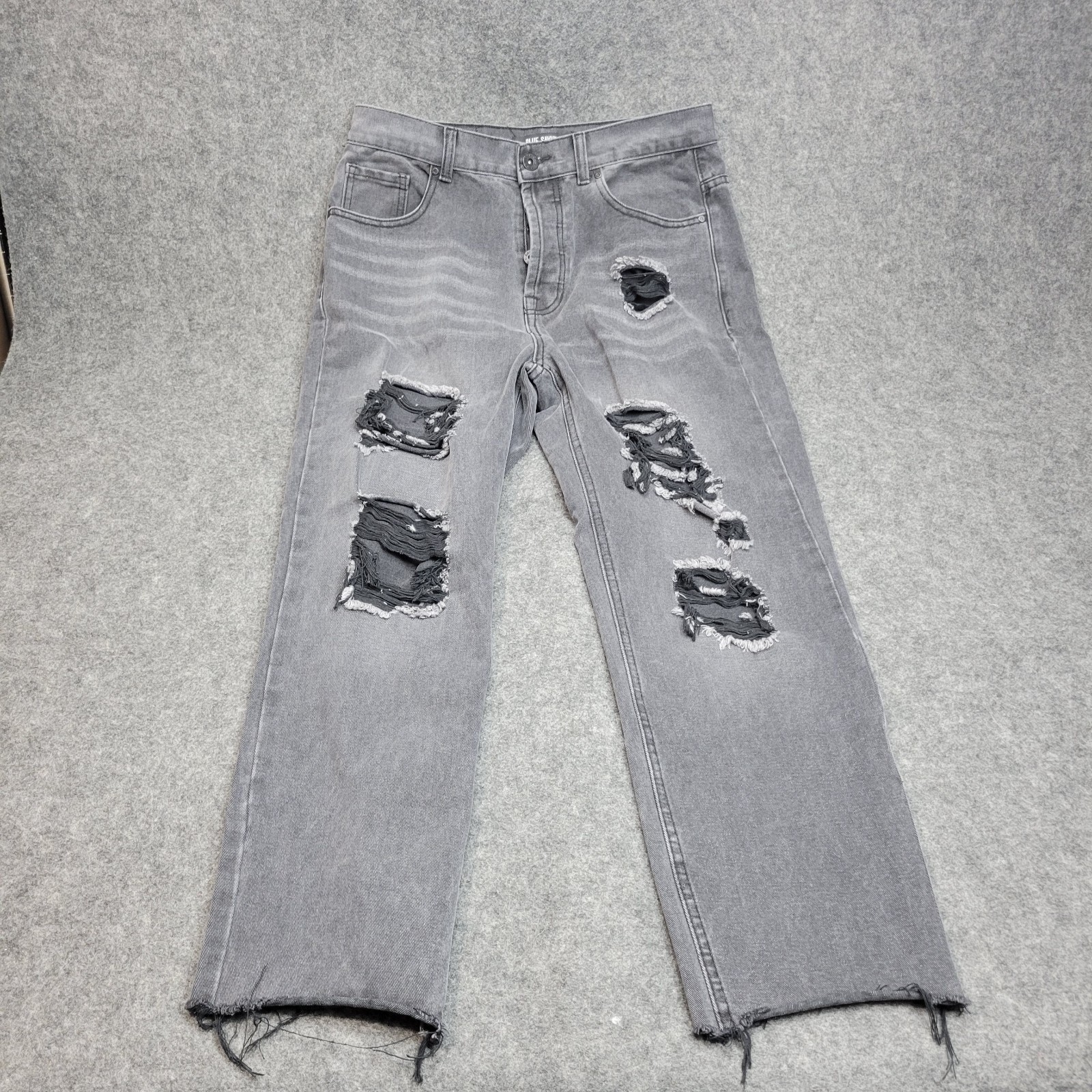 Blue Savvy Jeans Womens 13/31 Gray Distressed Grunge Raw Hem Button Fly Y2K