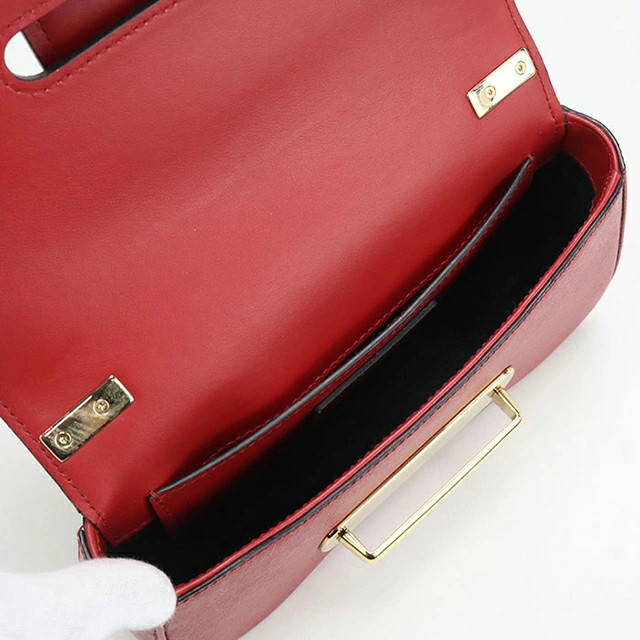 PRADA 1BD219 Saffiano Leather Chain Shoulder Bag Crossbody Rosso Red Purse