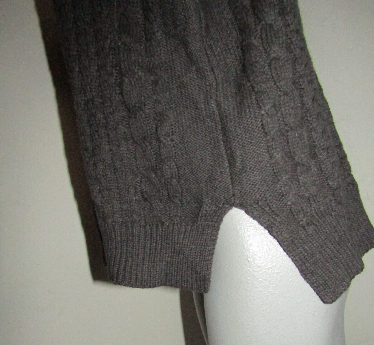 LAURA SCOTT Size Large, Charcoal 3/4 Sleeve Turtleneck Sweater Cotton/Acrylic