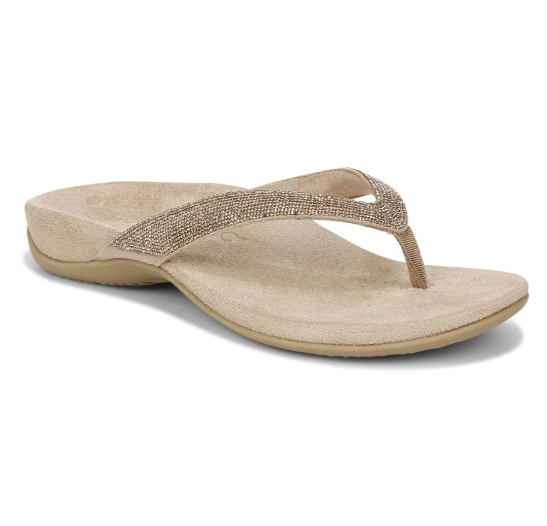 Vionic Dillon Shine Toe Post Sandal Women Comfort Rhinestone Flat Flip Flop