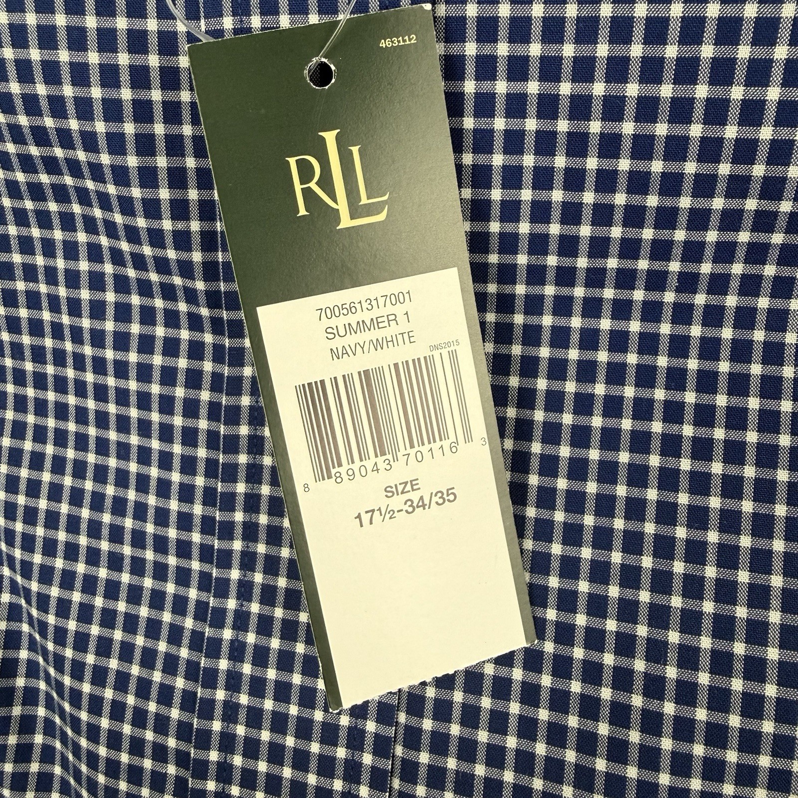 Lauren Ralph Lauren Button Button Down Mens 17 1/2 34/35 Classic Fit Navy White