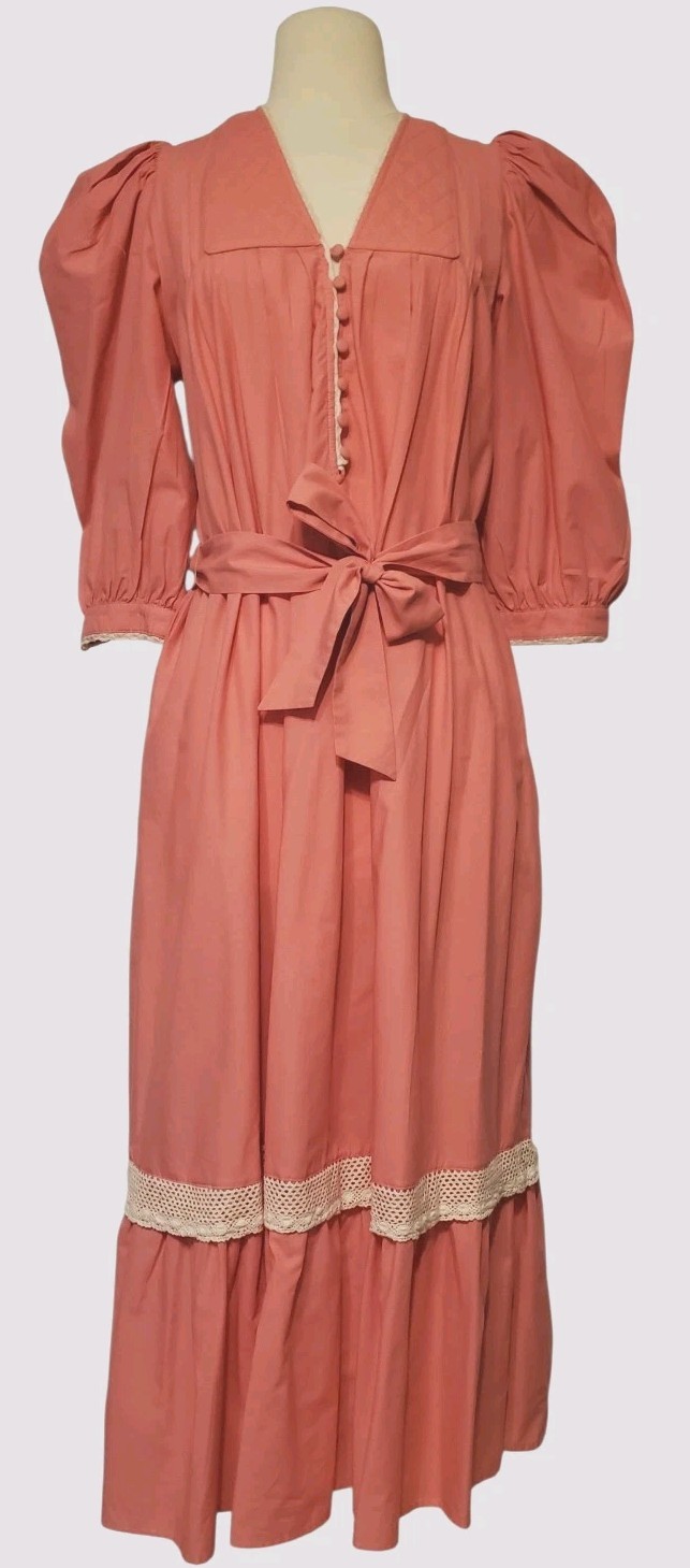 Hunter Bell Bowen Midi Dress Sz Small Coral Pink Peasant Feminine Cottagecore