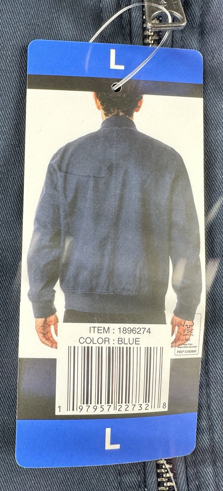 Lucky Brand Mens LARGE Full Zip Bomber Jacket Blue – NEW Coat 5 Pockets Cotton