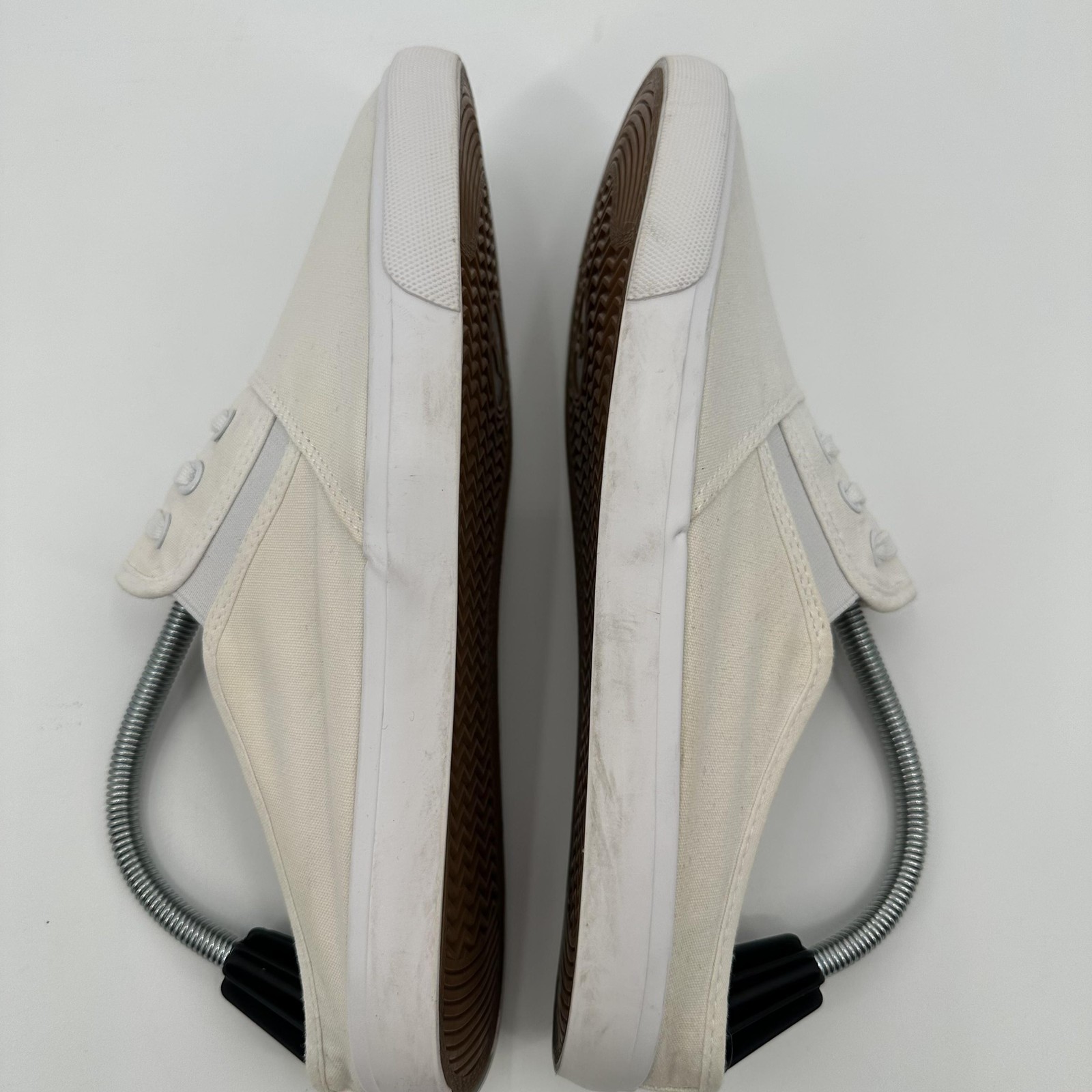 Feiyao Shoes Mens Size 270 White Canvas Slip-On Laceless Elastic Gore Casual
