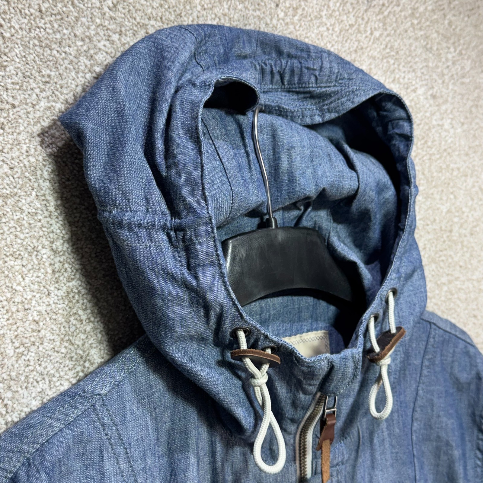 Pretty Green Parka Jacket Mens Medium Blue Hooded Utility Military Coat Mod
