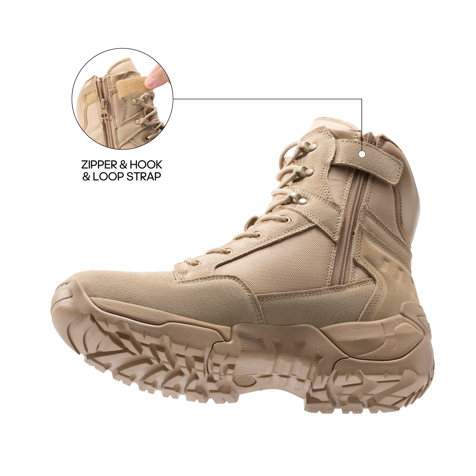 Men’s Military Combat Boots Tactical Work Boots Outdoor Side Zipper Shoes