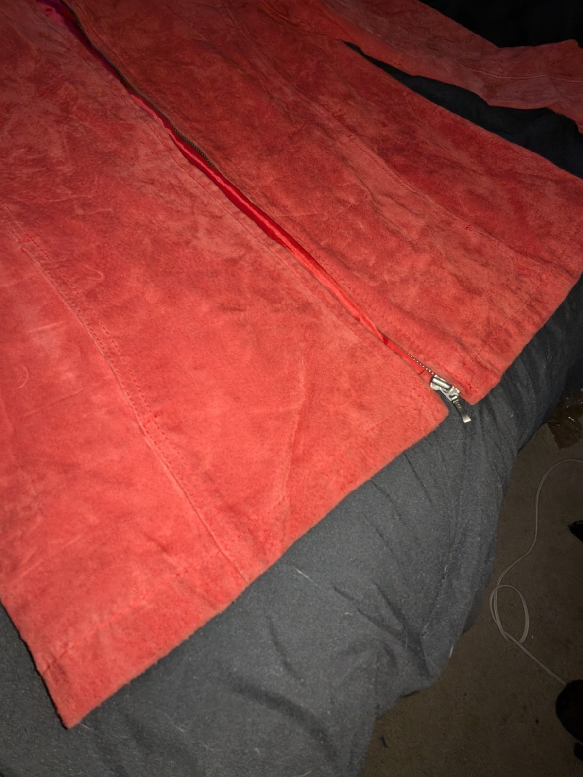 Chico’s Genuine Suede Leather Jacket | Bold Saturated Red | Zip Front | M