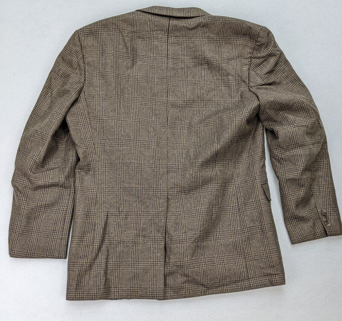 Tailors Row by Deansgate Men’s Blazer Size 43L Brown Plaid Silk Wool Blend