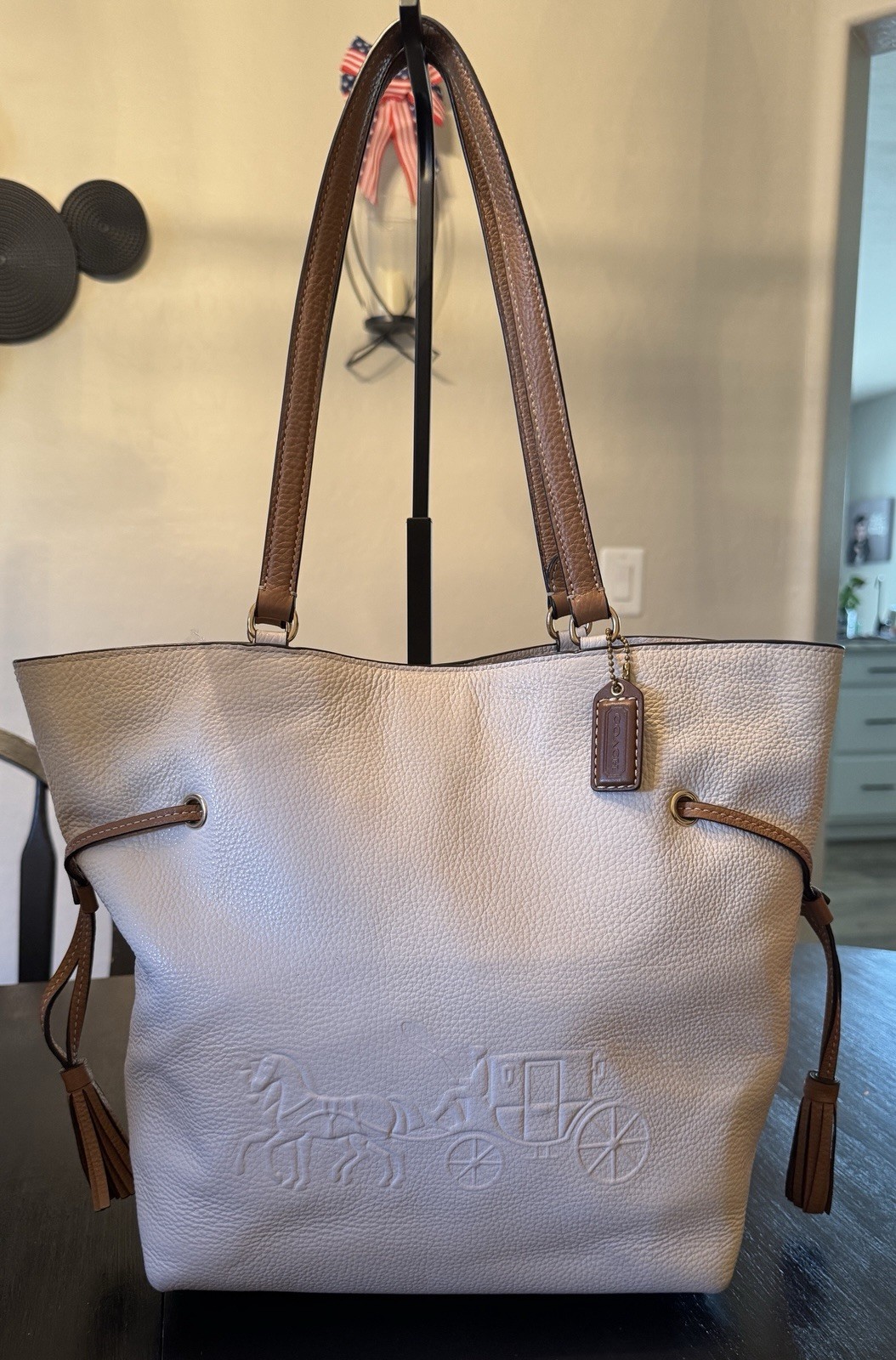 Coach Andy Tote Bag With Embossed Horse And Carriage Logo