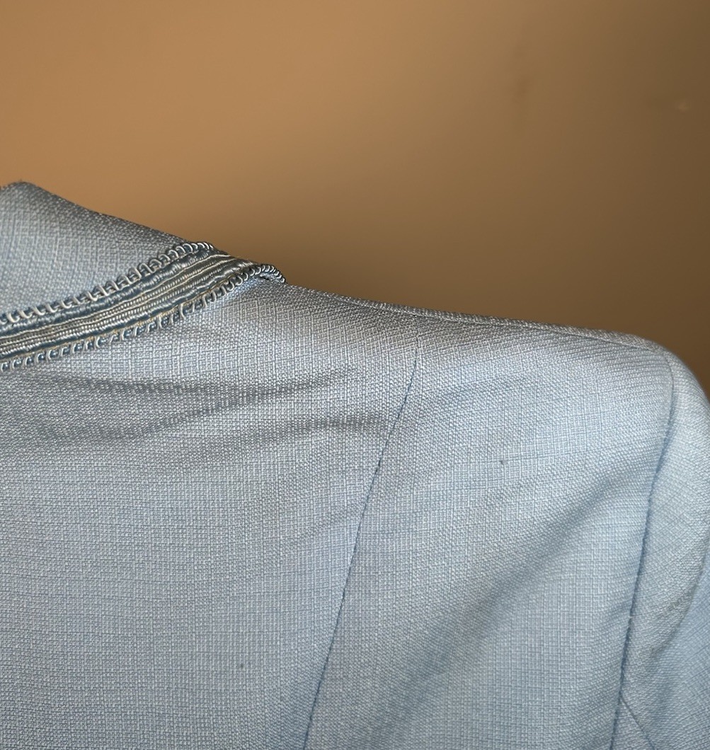 VTG 70s After Six Baby Blue Tuxedo Tail Coat Suit Jacket Mens 38R Deadstock