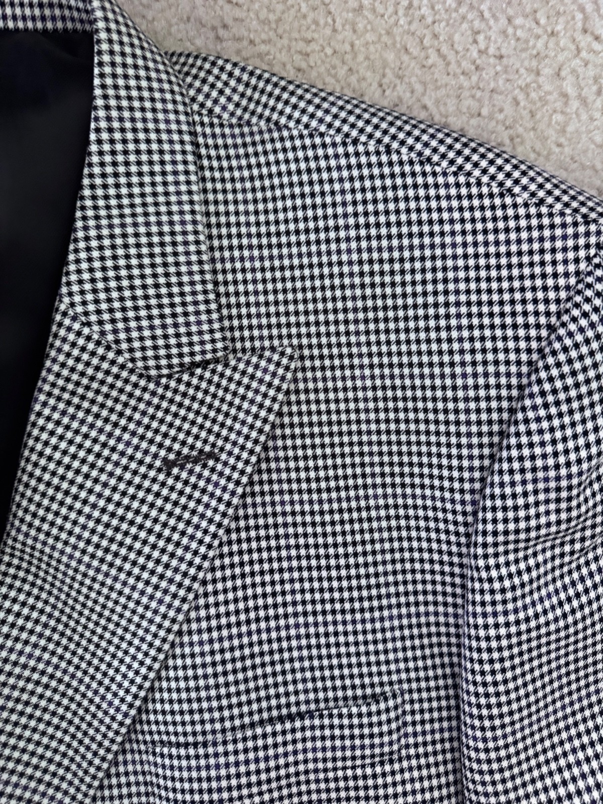 Vintage Men’s Paul Fredrick Double-Breasted Black & White Blazer Jacket 50 R