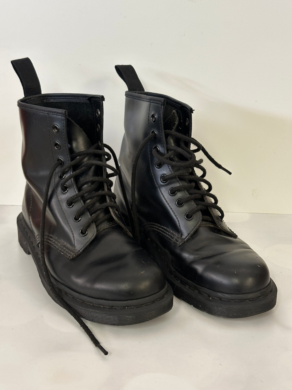 Dr Martens 1460 Mono Black Smooth Leather 8 Eye Boots Mens 8 Womens 9 Combat