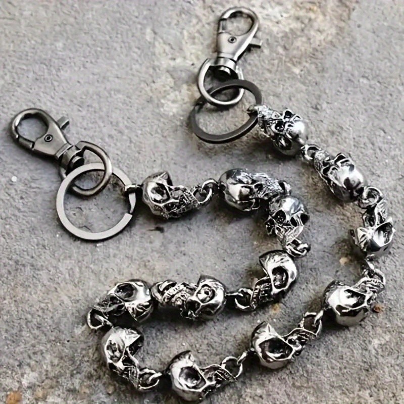 Men’s Silvery Skull Jeans Chain Hip Hop Punk Waist Chain Accessories Alloy