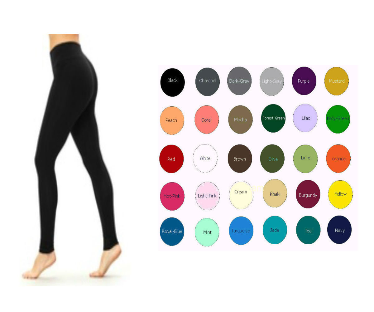 32″ Inseam Cotton Spandex Yoga High Waist Full Length leggings S-5X 30 Colors