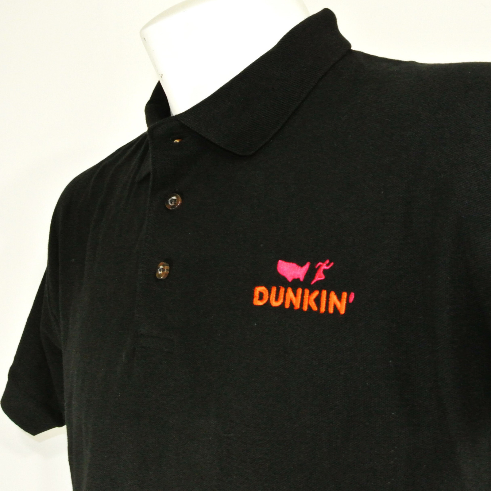 DUNKIN’ DONUTS America Runs Employee Uniform Polo Shirt Black Size M Medium NEW