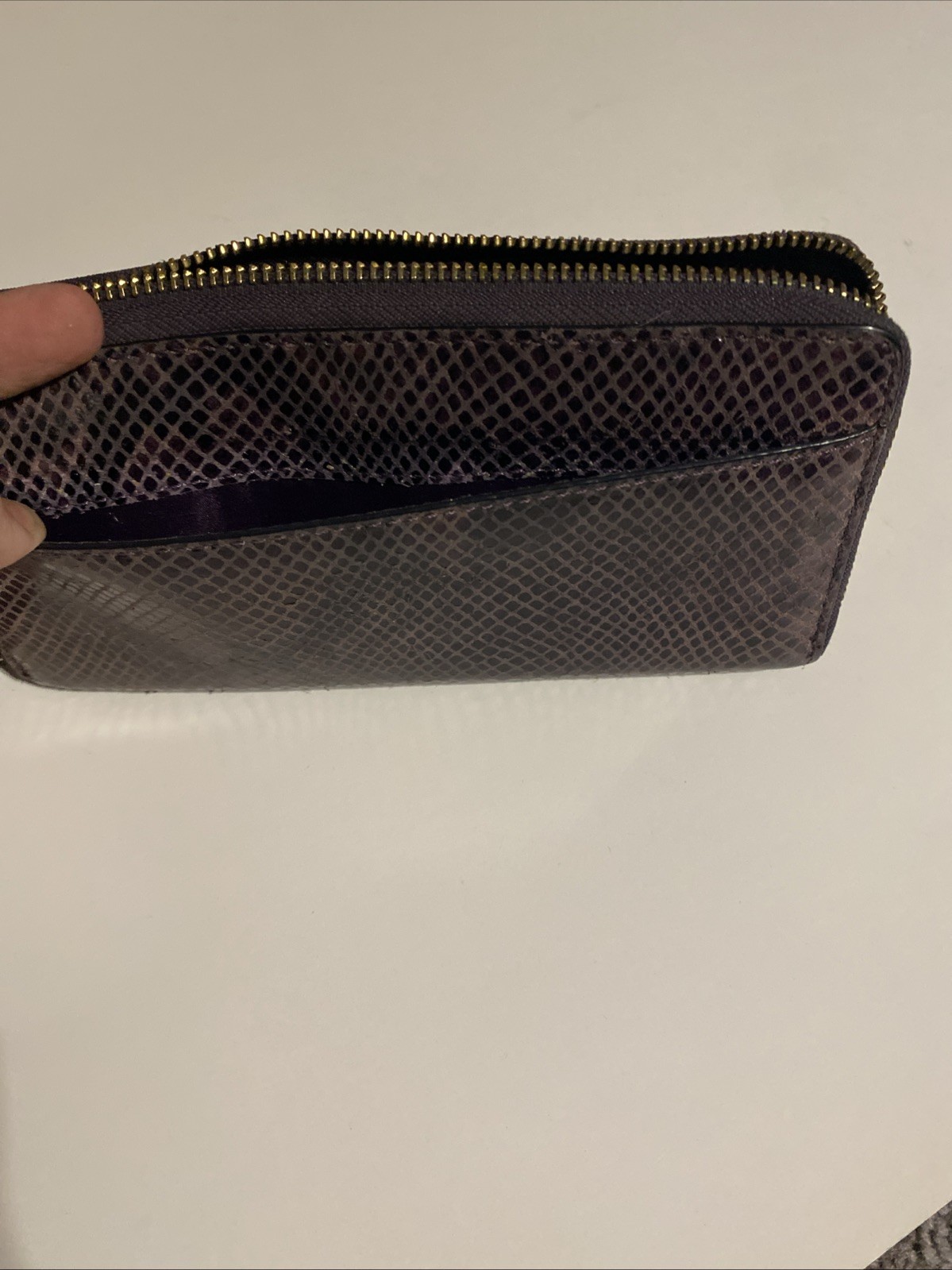 Coach Wallet Purple Snakeskin Zip Up